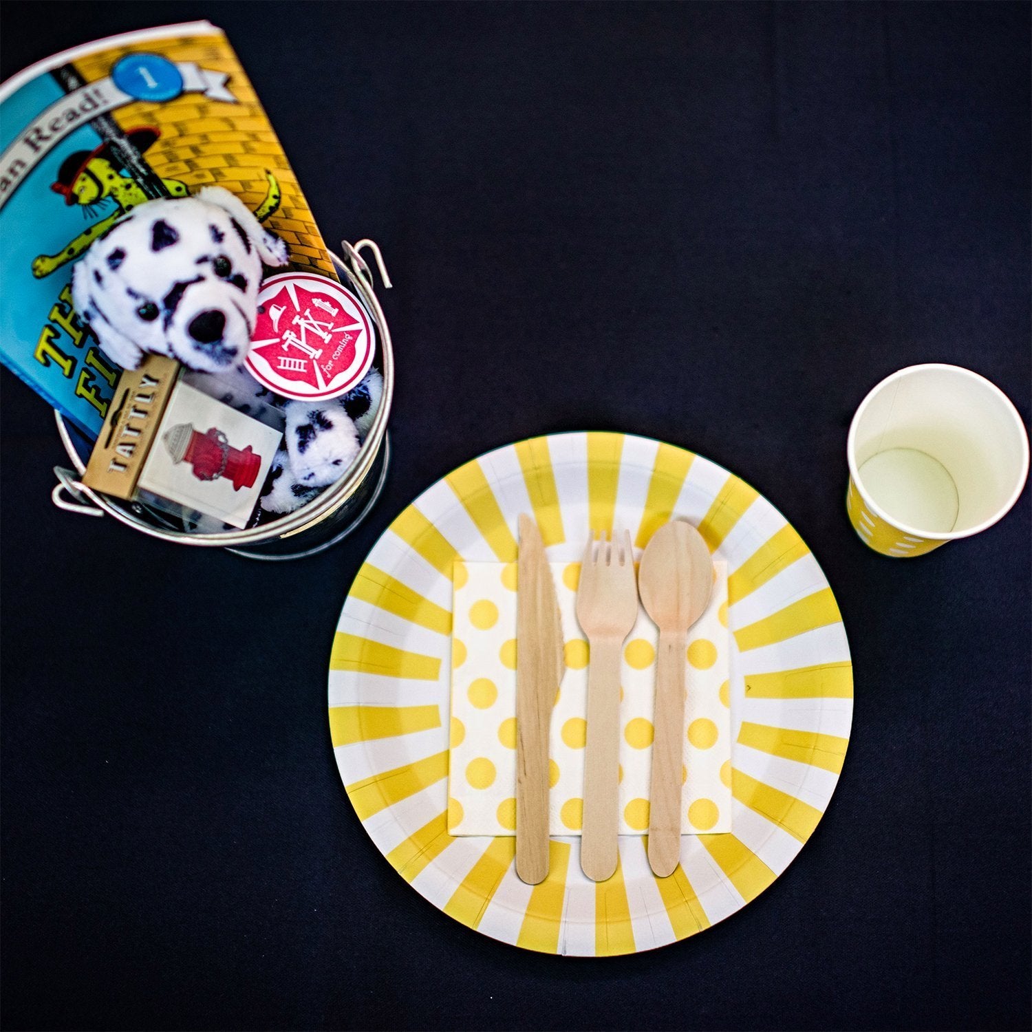 Striped Party Plates - Yellow and White